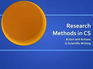 Research Methods in CS