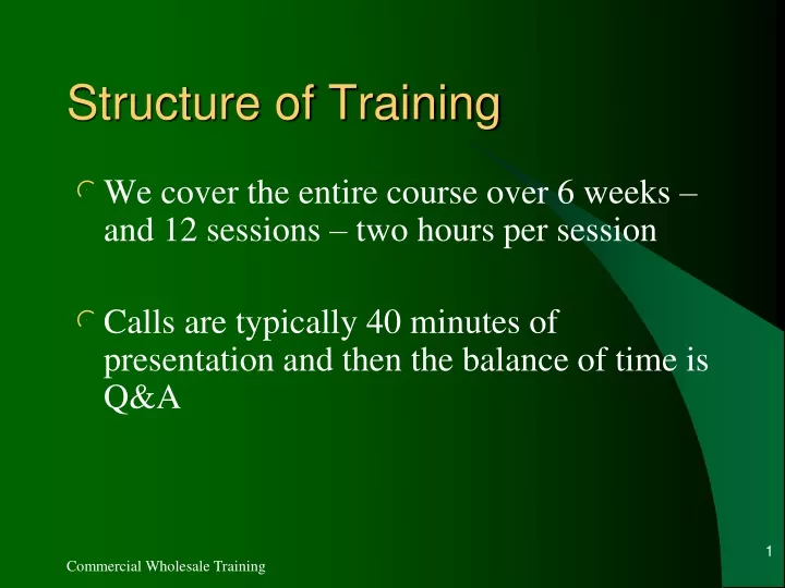 structure of training