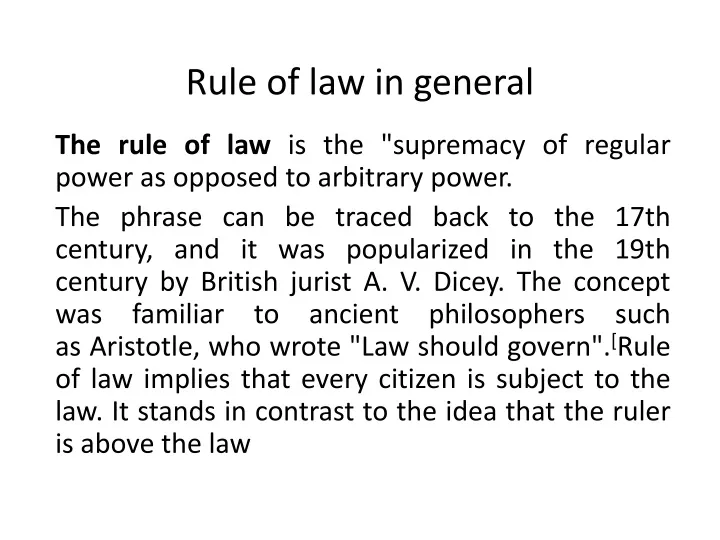 rule of law in general