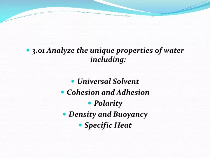 3 01 analyze the unique properties of water