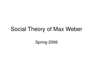 Social Theory of Max Weber