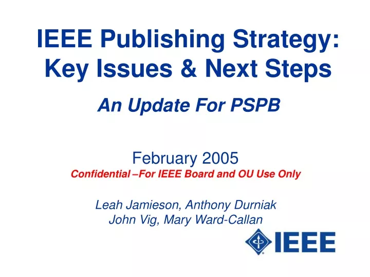 ieee publishing strategy key issues next steps
