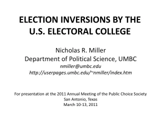 ELECTION INVERSIONS BY THE U.S. ELECTORAL COLLEGE