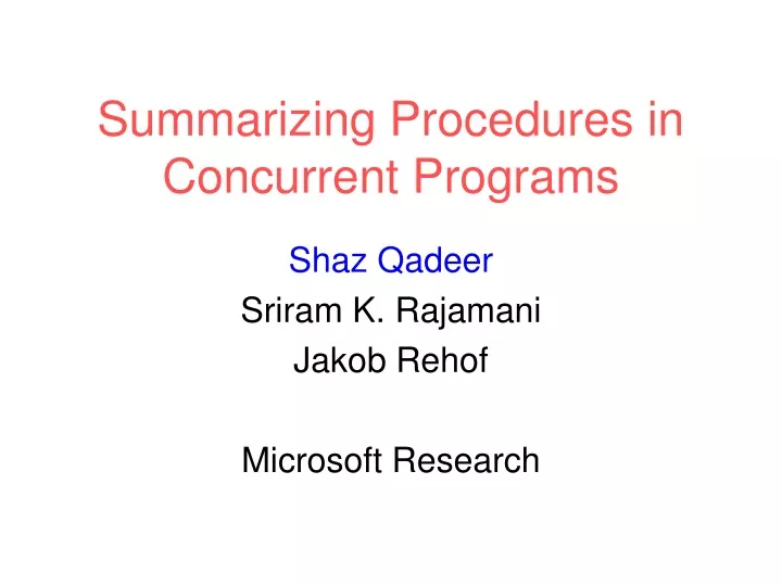 summarizing procedures in concurrent programs
