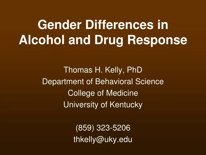 gender differences in alcohol and drug response