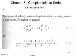 Chapter 5 : Complex Infinite Series