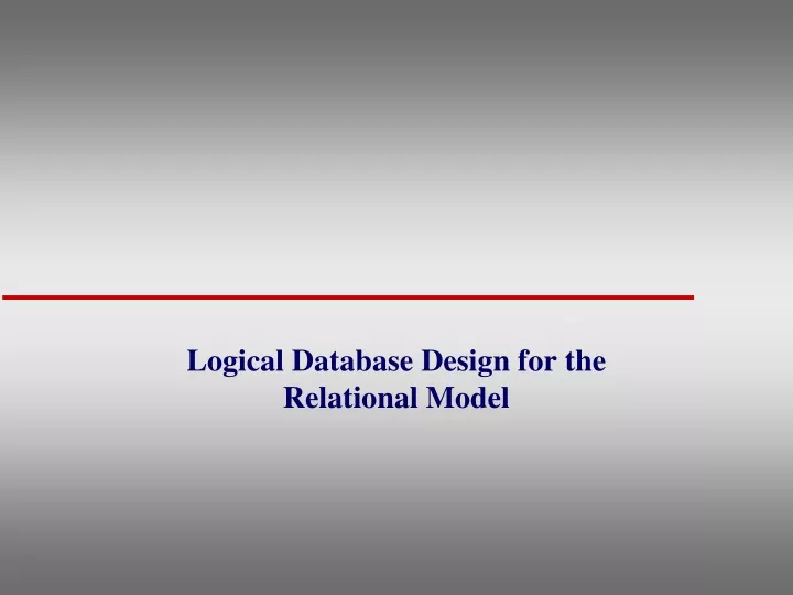 logical database design for the relational model