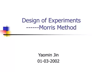 Design of Experiments ------Morris Method