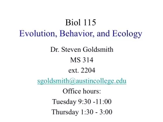 Biol 115 Evolution, Behavior, and Ecology