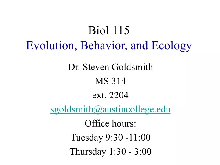 biol 115 evolution behavior and ecology