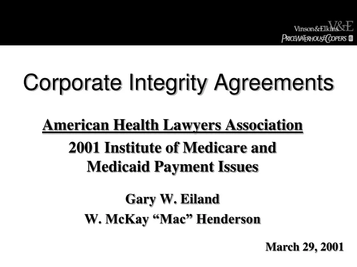 corporate integrity agreements