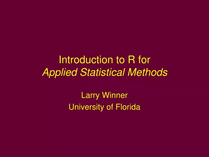 introduction to r for applied statistical methods