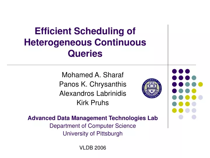 efficient scheduling of heterogeneous continuous queries