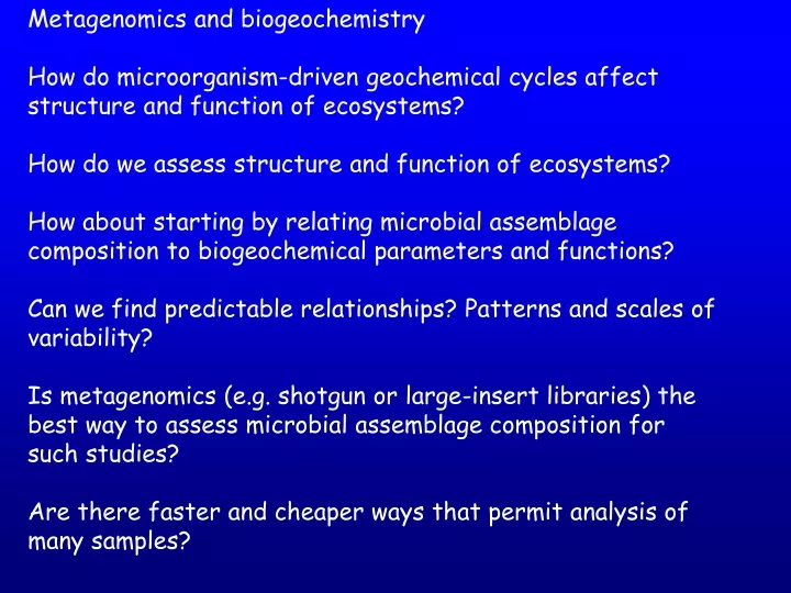 metagenomics and biogeochemistry