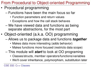 From Procedural to Object-oriented Programming