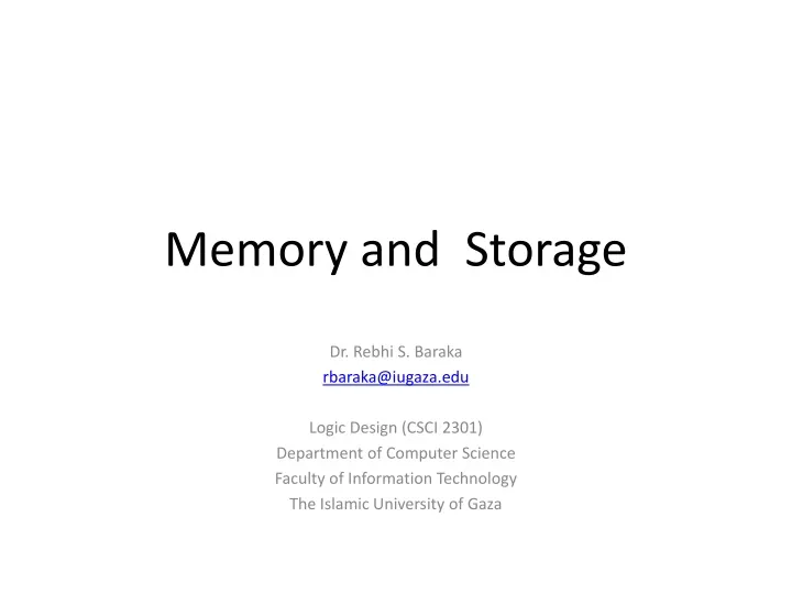 memory and storage
