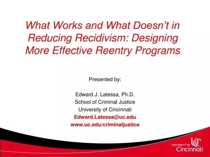 what works and what doesn t in reducing recidivism designing more effective reentry programs