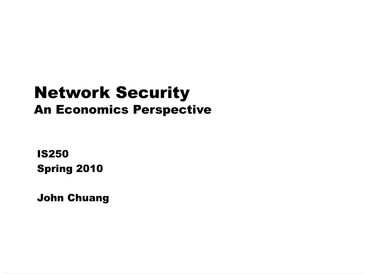 network security an economics perspective
