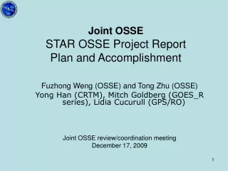 Joint OSSE STAR OSSE Project Report Plan and Accomplishment