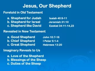 Jesus, Our Shepherd Foretold in Old Testament