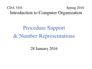 Procedure Support &amp; Number Representations 28 January 2016