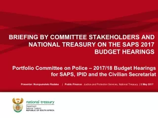 BRIEFING BY COMMITTEE STAKEHOLDERS AND NATIONAL TREASURY ON THE SAPS 2017 BUDGET HEARINGS