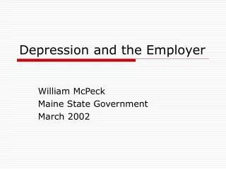 Depression and the Employer