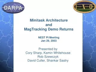Minitask Architecture  and  MagTracking Demo Returns NEST PI Meeting  Jan 29, 2003
