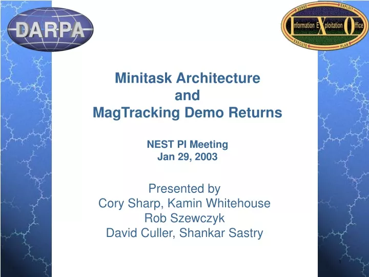 minitask architecture and magtracking demo returns nest pi meeting jan 29 2003