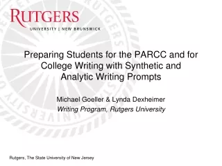Michael Goeller &amp; Lynda Dexheimer Writing Program, Rutgers University