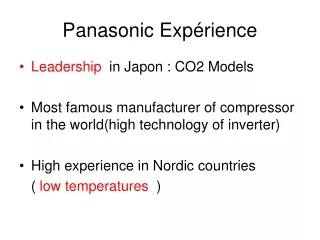 Panasonic Expérience