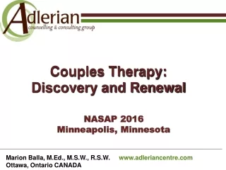 Couples Therapy: Discovery and Renewal