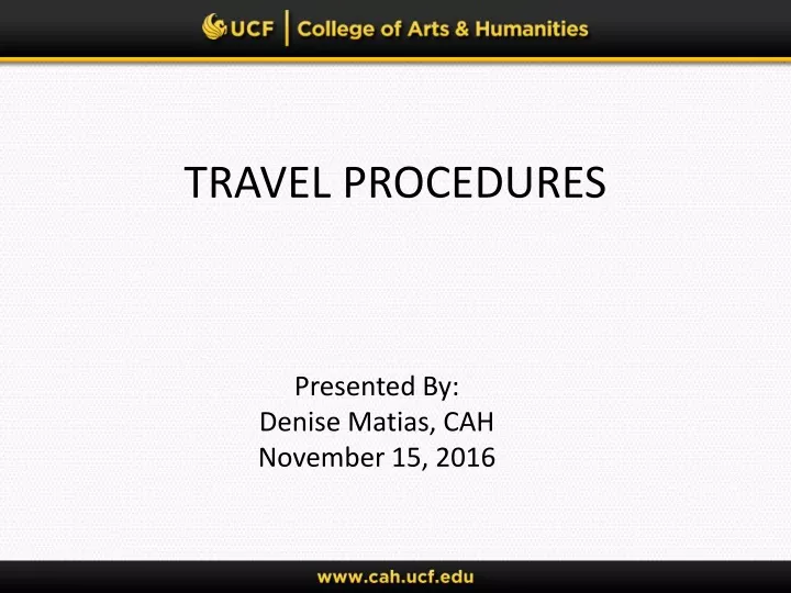 travel procedures