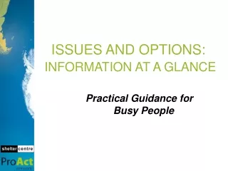ISSUES AND OPTIONS:  INFORMATION AT A GLANCE