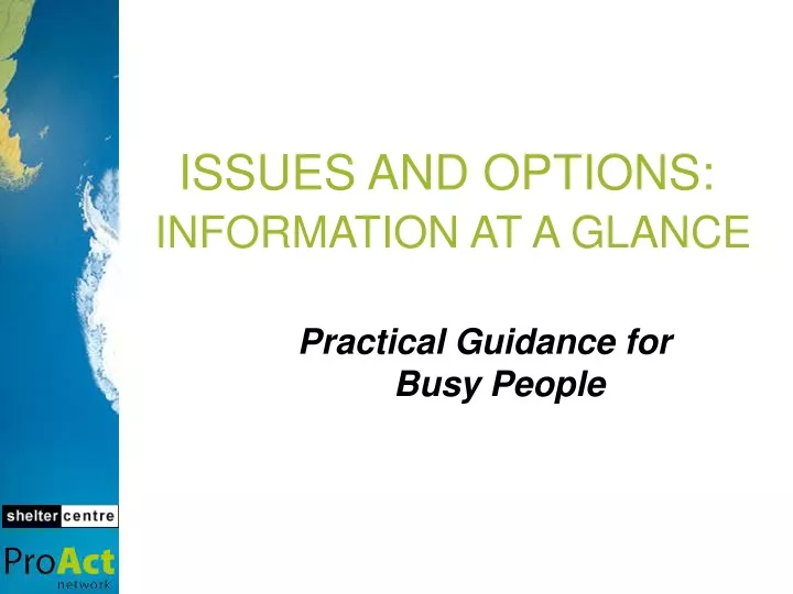 issues and options information at a glance