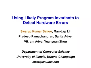 Using Likely Program Invariants to Detect Hardware Errors