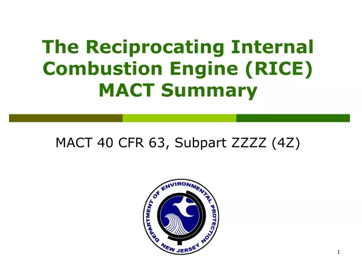 the reciprocating internal combustion engine rice mact summary