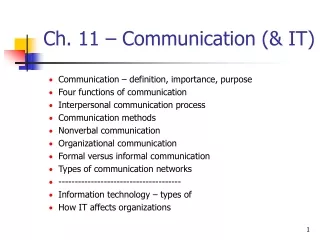 Ch. 11 – Communication (&amp; IT)