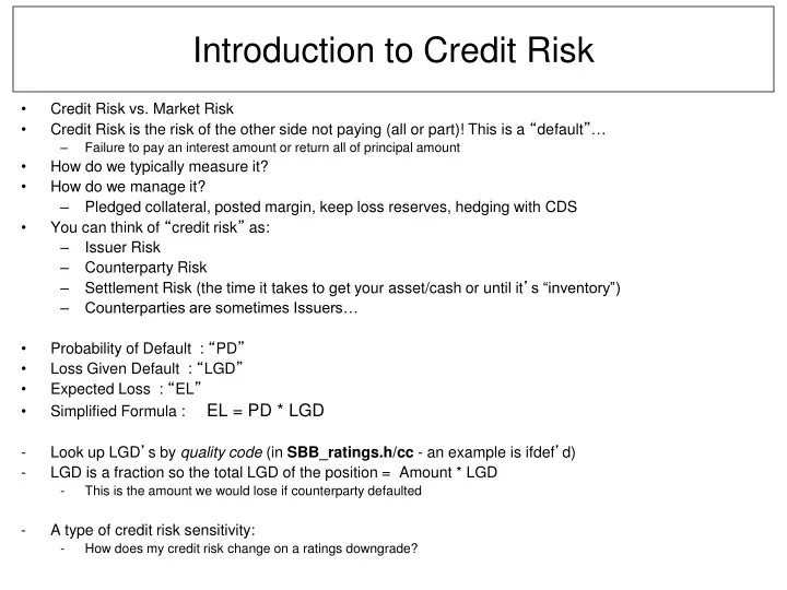 introduction to credit risk