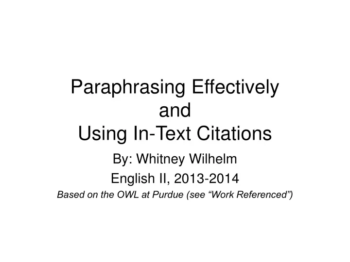 paraphrasing effectively and using in text citations