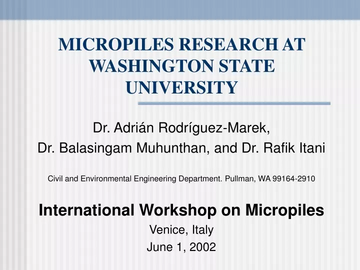 micropiles research at washington state university