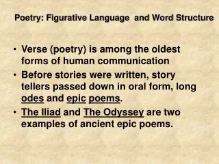 Poetry: Figurative Language  and Word Structure