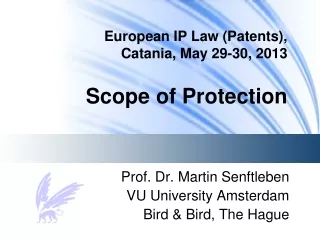 European IP Law (Patents),                        Catania, May 29-30, 2013 Scope of Protection