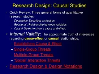 Research Design: Causal Studies