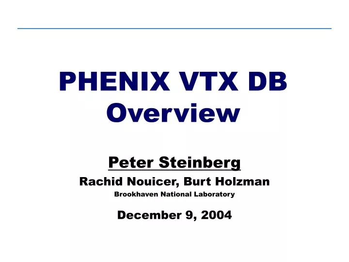 phenix vtx db overview