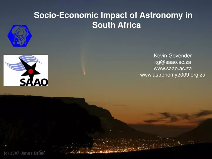 socio economic impact of astronomy in south africa