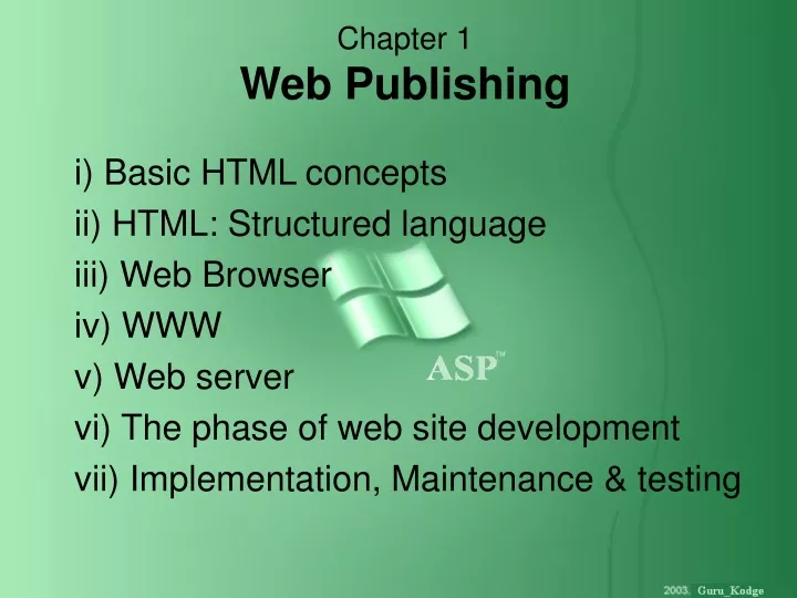 chapter 1 web publishing