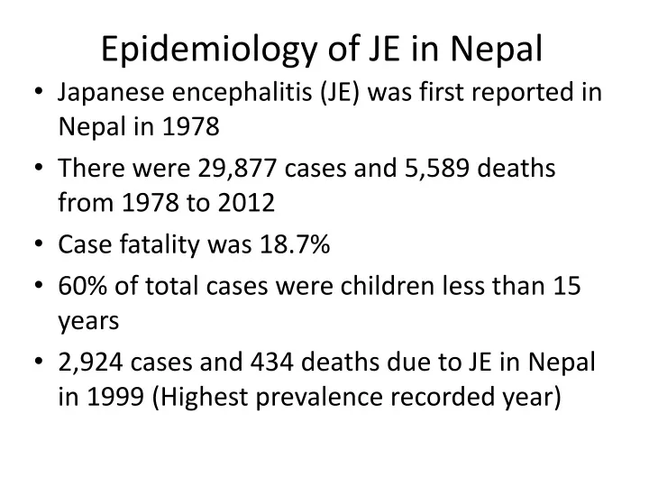 epidemiology of je in nepal