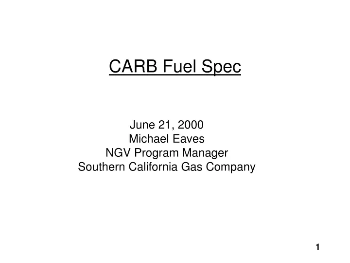 carb fuel spec