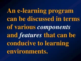 e-Learning Components &amp; Features